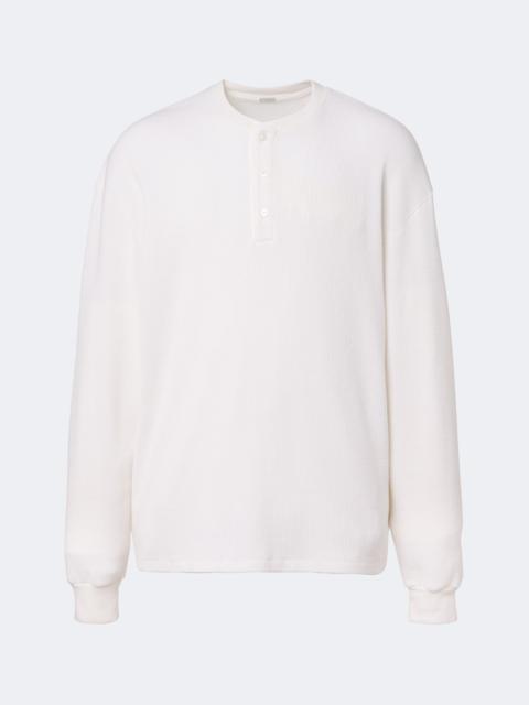 A.PRESSE Waffle-knit cotton-blend Henley shirt