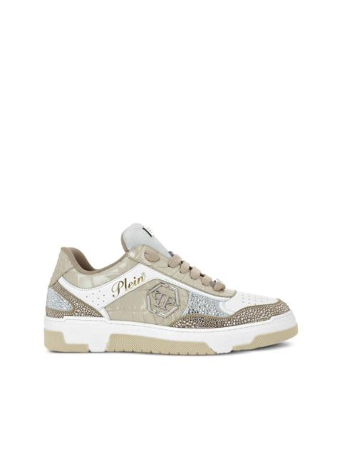PHILIPP PLEIN crystal-embellished crocodile-effect sneakers