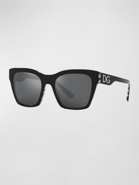 Dolce & Gabbana Mirrored DG Acetate Square Sunglasses
