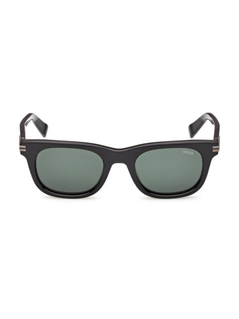 ZEGNA Men's 54MM Square Sunglasses - Black Dark Green