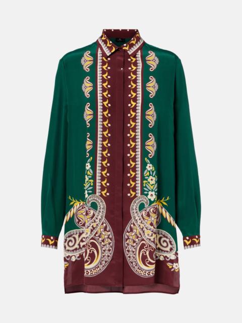 Etro Printed oversized silk shirt