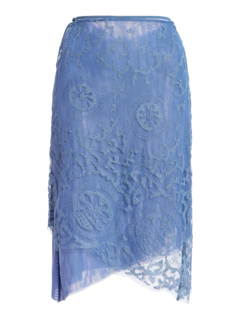 SIR. Leif Lace Midi Skirt blue