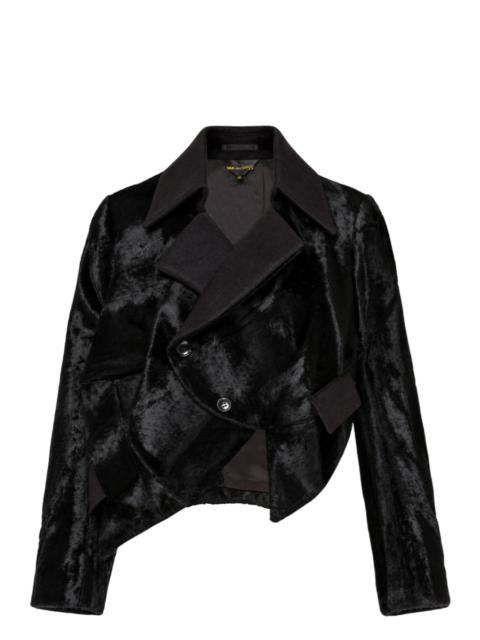 Comme Des Garçons Asymmetric Cropped Faux Fur Blazer