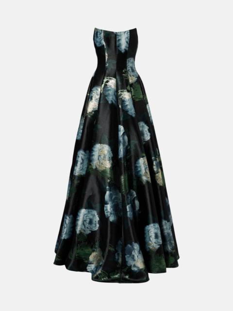 markarian Laila floral brocade bustier gown
