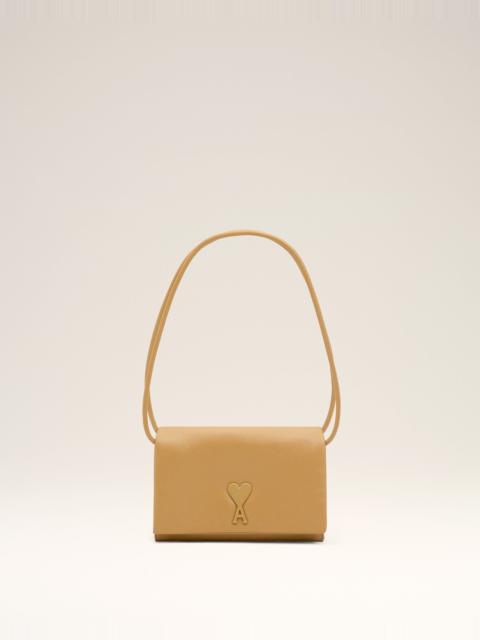 AMI Paris YELLOW COWHIDE LEATHER VOULEZ-VOUS WALLET ON STRAP