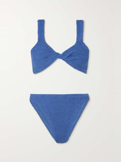 Hunza G Juno twist-front metallic seersucker bikini