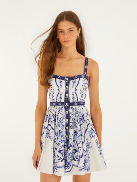 FARM RIO Off-White Porcelain Garden Buttoned Organic Cotton Mini Dress
