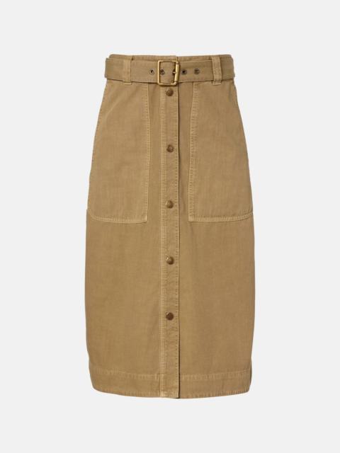 Moncler Belted denim midi skirt