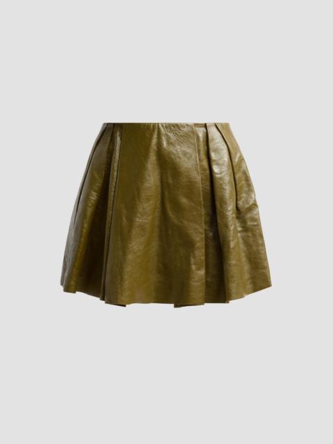 ULLA JOHNSON Women's Sophie Crinkled Leather A-Line Mini Skirt - Lichen