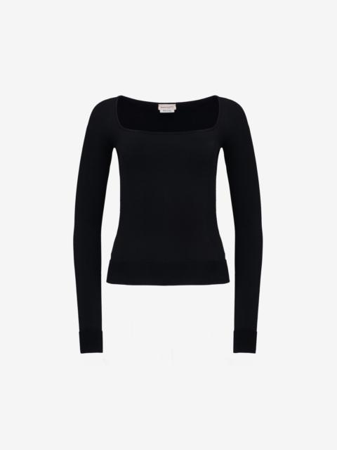 Alexander McQueen Women's Off-the-shoulder Knit Top in Black