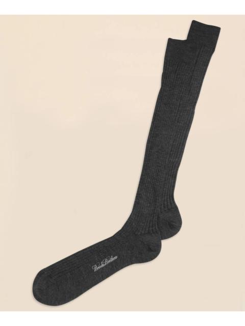 Brooks Brothers Merino Wool Ribbed Over-the-Calf Socks