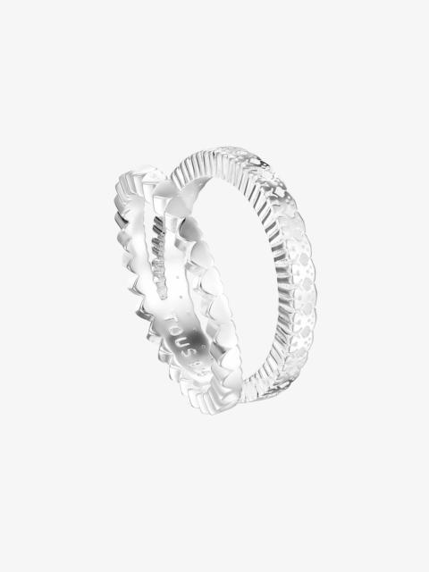 TOUS Silver TOUS Straight crossed Ring 1cm