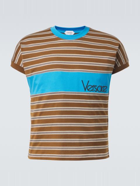 VERSACE Logo striped cotton T-shirt