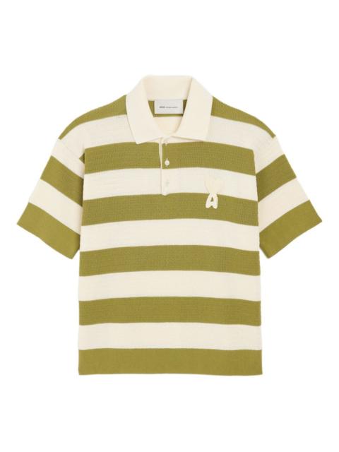 AMI Paris striped logo polo shirt