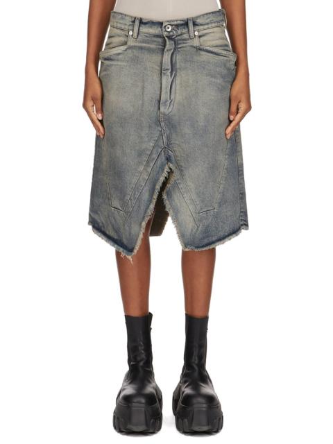 Rick Owens frayed-panelled denim skirt
