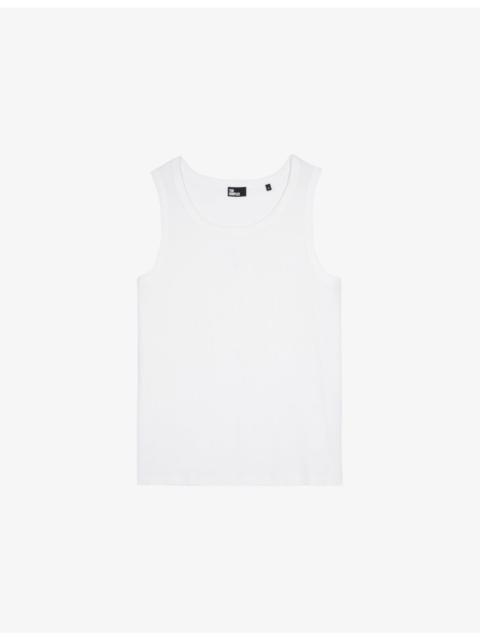 The Kooples Embroidered-Crest Crewneck Stretch-Cotton Tank Top