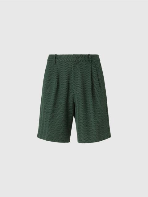 Cotton and viscose shorts with tonal zigzag