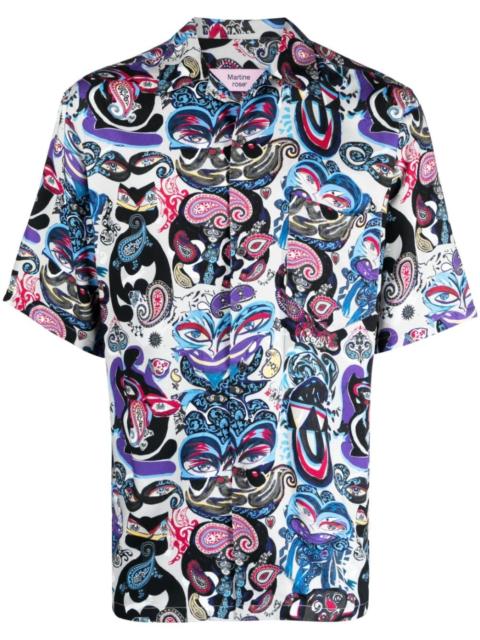 mix-print short-sleeve shirt