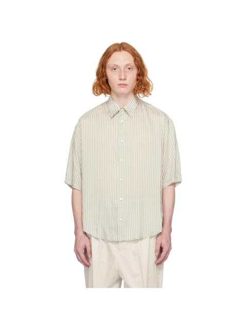 AMI Paris Off-White & Khaki Boxy-Fit Shirt