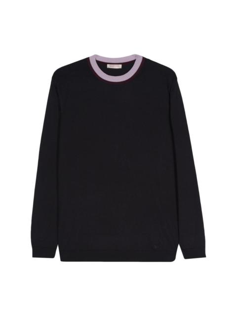 Valentino VLogo striped-neck jumper