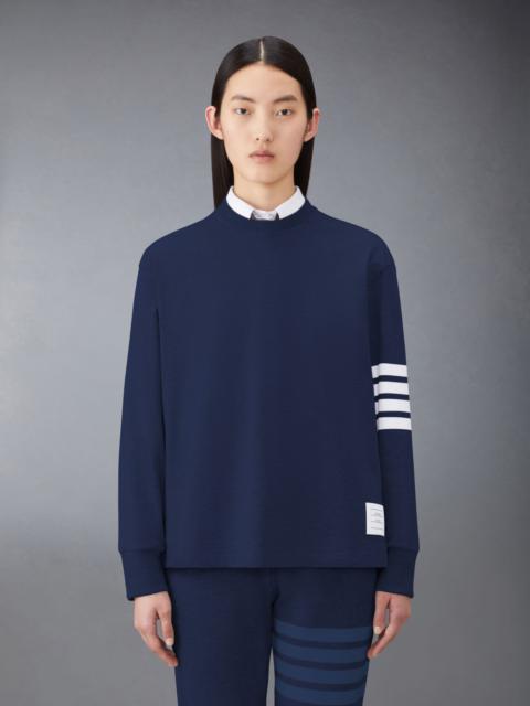 Thom Browne Navy Medium Weight Jersey Engineered 4-Bar Oversized Long-sleeved Tee