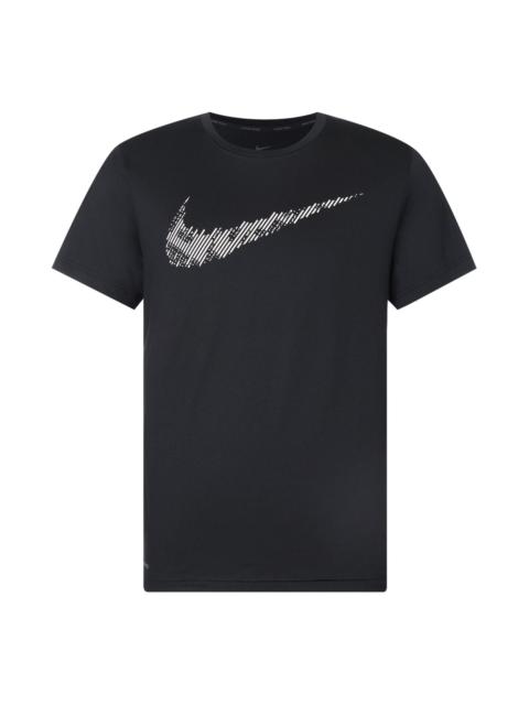 Nike Nike Dri-Fit 인쇄 훈련 정상 짧은 소매 검정 CJ4634-010