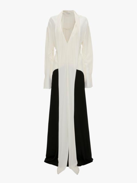 Victoria Beckham Tie Detail Gown In Vanilla-Black