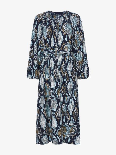 Printed Snake Crepe De Chine Shirt Dress