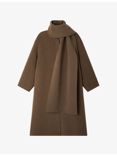 soeur Finn Scarf-Detail Wool-Blend Coat