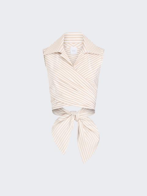 PATOU Sleeveless Draped Top Dolce Coffee Stripes