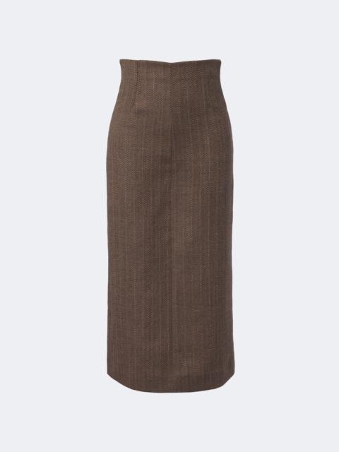 Maison Margiela Herringbone virgin wool midi skirt