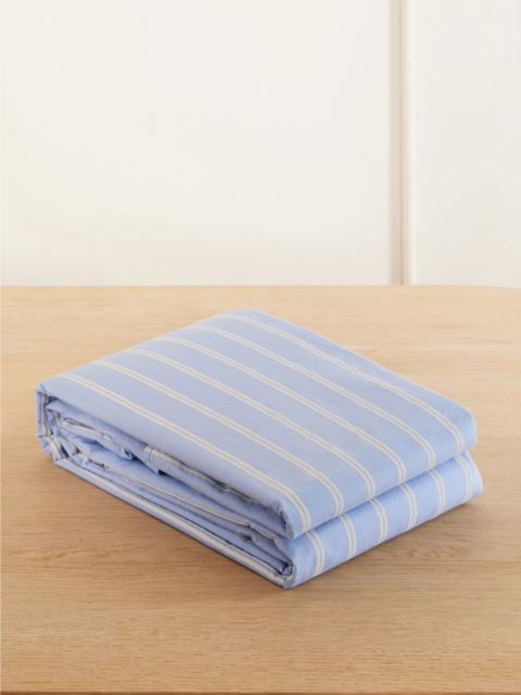 TEKLA Striped organic cotton-percale king duvet cover Blue