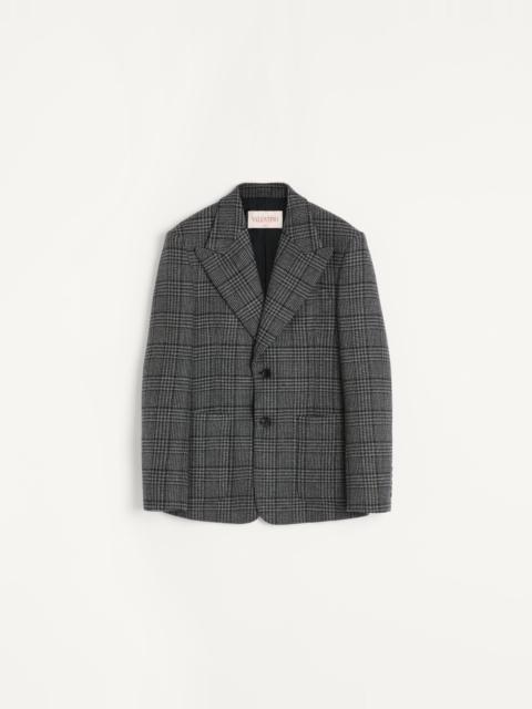 VALENTINO SINGLE-BREASTED WOOL JACKET WITH CHECK PATTERN.