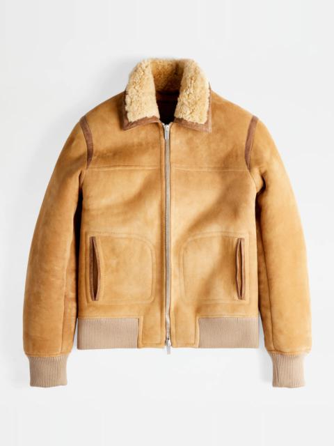 Tod's BOMBER JACKET IN SHEARLING - BEIGE