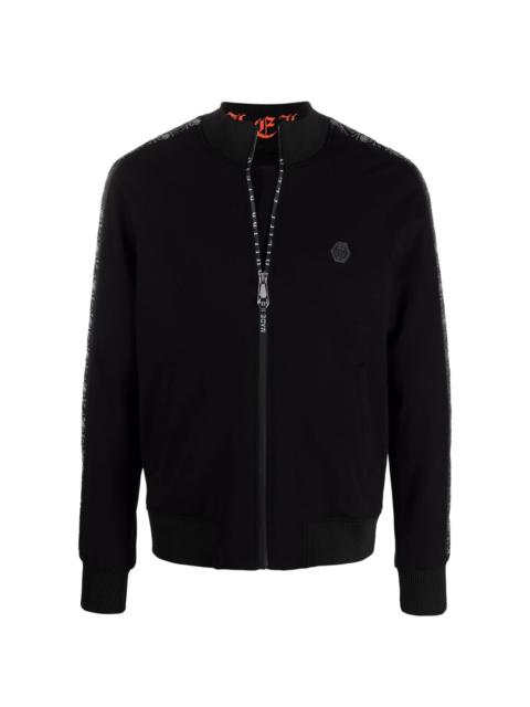 PHILIPP PLEIN skull-motif stripe bomber jacket