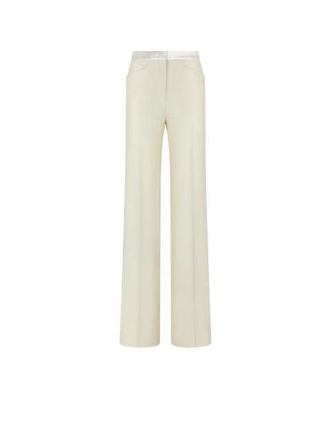 SILK BLEND TWILL TUXEDO TAILORED BOOT CUT PANTS