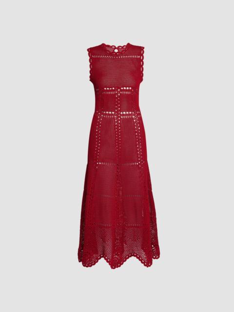 Erdem COTTON CROCHET FLARED MIDI DRESS
