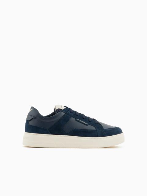 EMPORIO ARMANI Leather and suede sneakers