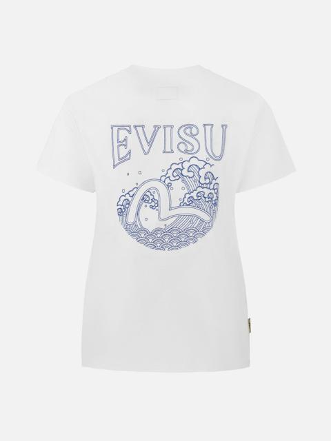 EVISU Nautical Theme Print and Embroidery Boyfriend T-Shirt
