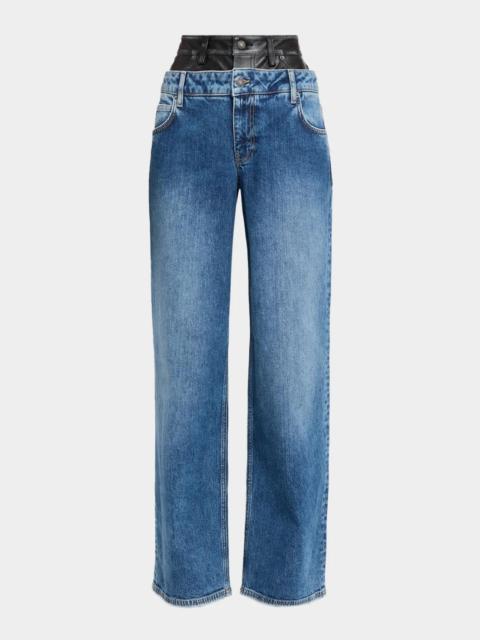 SIMKHAI Kove Double-Waist Wide-Leg Jeans