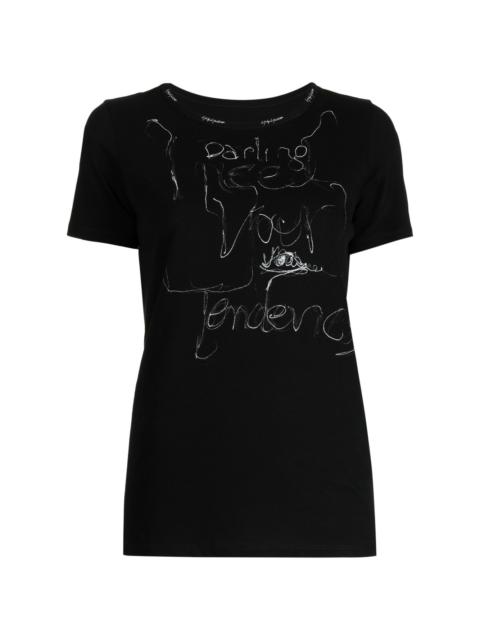 Yohji Yamamoto illustration-print logo-embroidered T-shirt