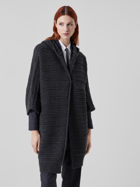Brunello Cucinelli Cashmere Feather yarn crochet-effect cardigan with hood
