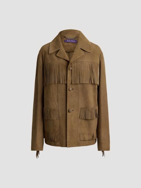 Ralph Lauren Women's Perce Fringe-Trim Suede Jacket - Portobello