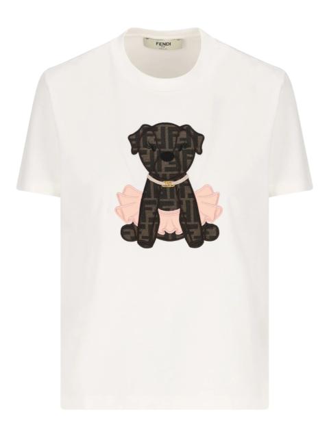 FENDI Fendi Fendi Itina Dog-appliqué T-shirt