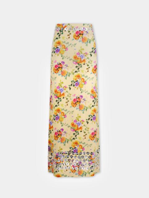 rabanne FLORAL LONG EMBELLISHED SKIRT IN SECOND SKIN JERSEY