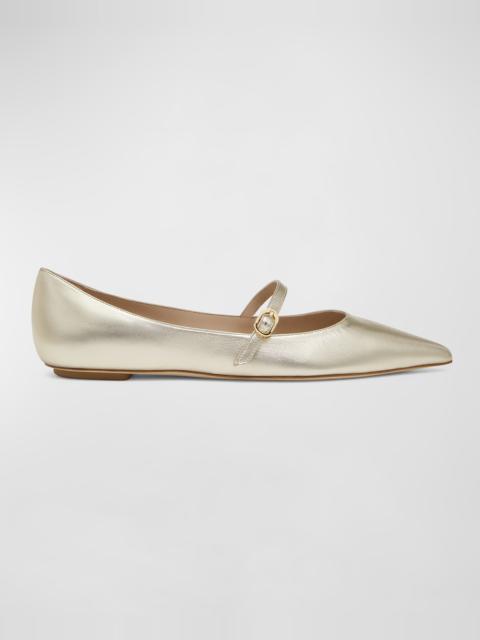 Stuart Weitzman Emilia Metallic Mary Jane Ballerina Flats