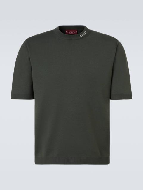 GUCCI Logo silk and cotton T-shirt