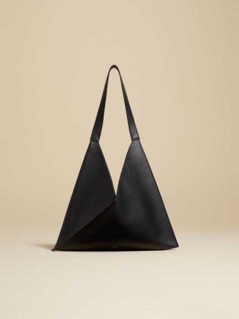 KHAITE The Small Sara Tote in Black Pebbled Leather
