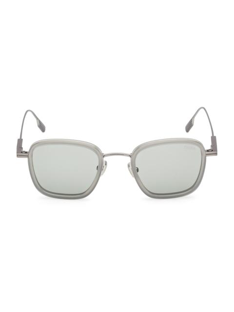 ZEGNA Men's 47MM Geometric Sunglasses - Grey Matte Green