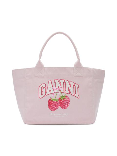 GANNI Women's Printed Medium Trapeze Tote Bag - Egret